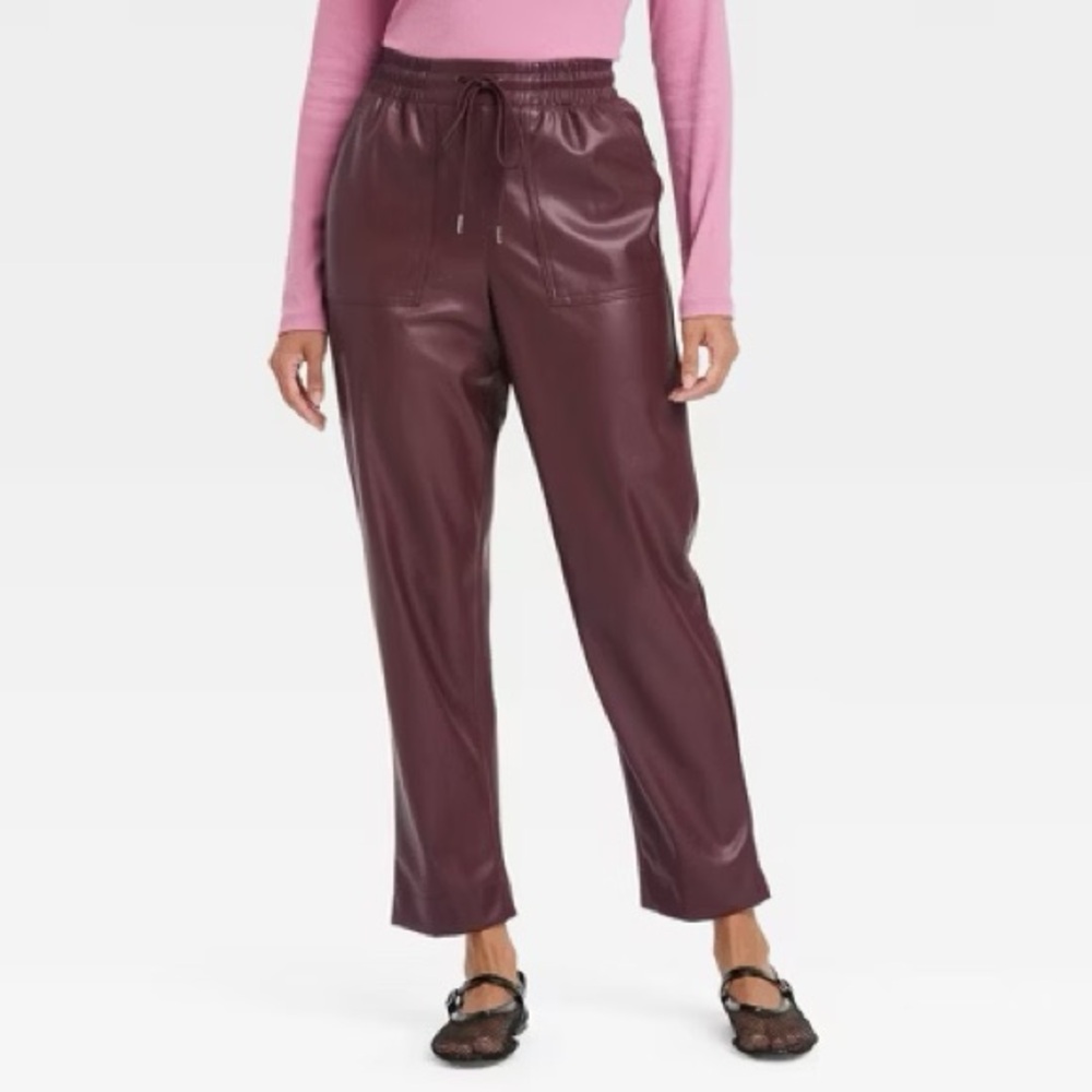 NWT a new day High-Rise Faux Leather Ankle Pull-On Pants